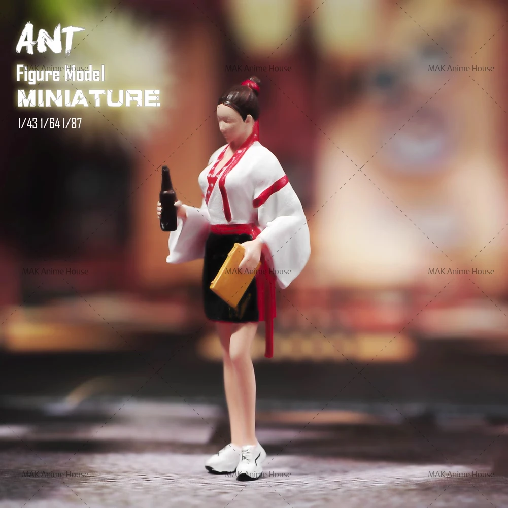 Miniatures 1/87 1/64 1/43 1/24 Ancient Style Female Waiter Opens A Bottle Of Wine Figure Doll Model Creative Scene Decoration