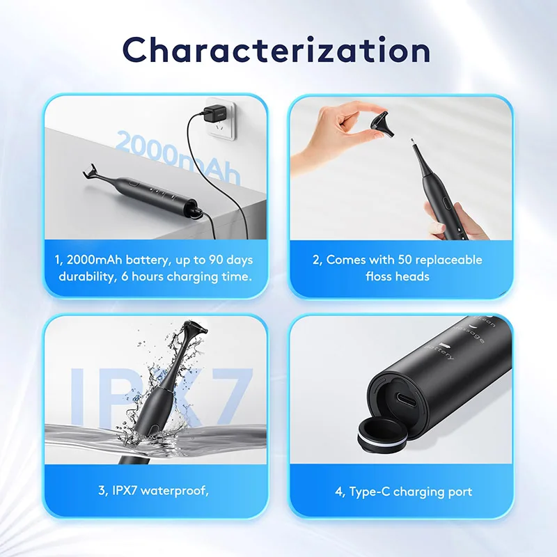 Electric Dental Floss Portable Household Removel Calculus Intelligent Ultrasonic Dental Cleaning Machine