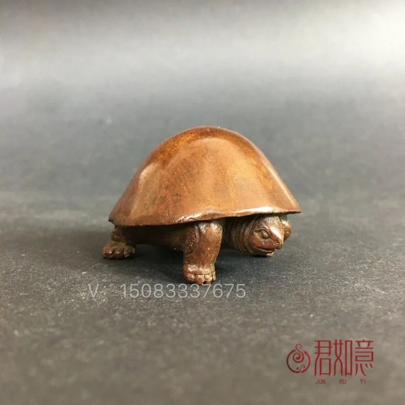 

Solid Copper Turtle Hand Piece Brass Small Turtle Tea Ceremony Copper Art Elegant Small Ornament Tea Pet Antique Micro Carving A