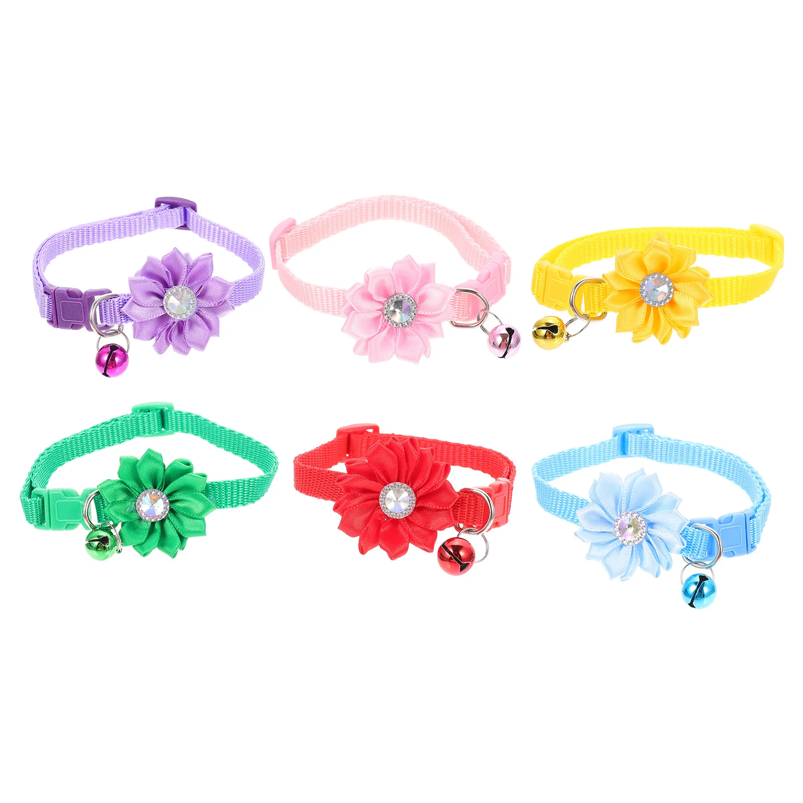 

6Pcs Creative Dog Cat Collars Flower Design Safe Durable Easy on Off Pet Necklace for Gatherings Festivals Photos