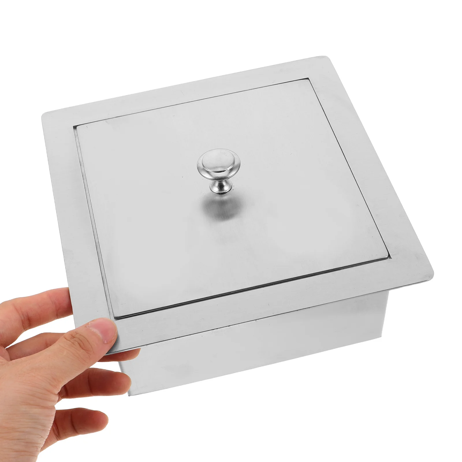 

Recessed Stainless Steel Trash Can Lid Flush Mount for Countertop Embedded Bin Cover Under Sink Waste Basket Lid Swing Flap