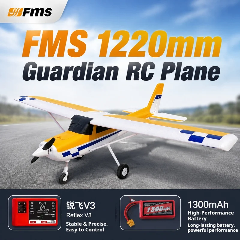 FMS 1220mm Guardian Fall Resistant Training Practice Aircraft Remote Control Fixed Wing Model RC Electric Outdoor Toy For Newbie