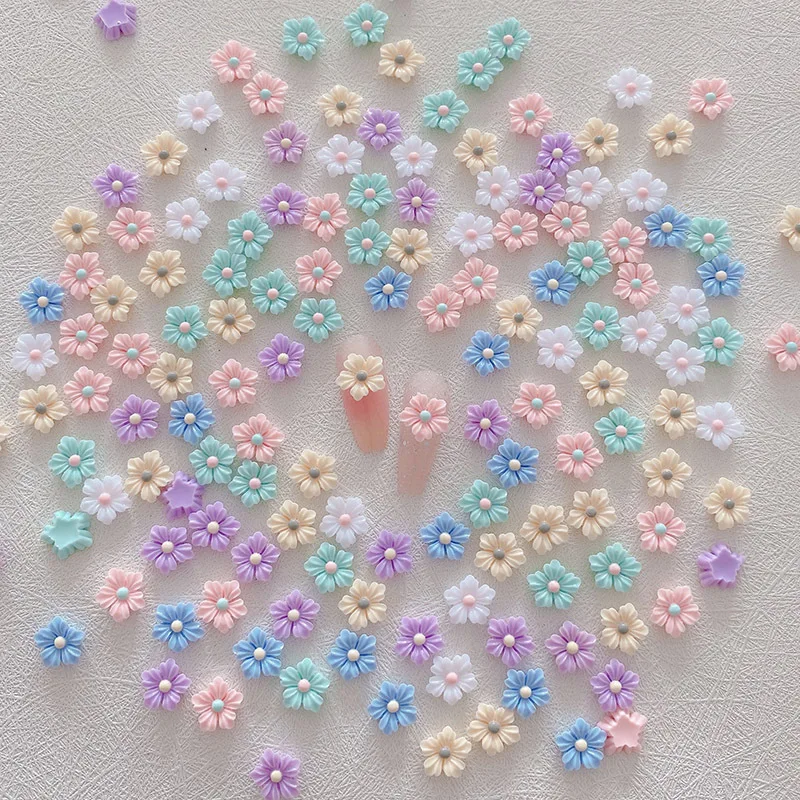 50PCS Resin 3D Luminous Flower Nail Charms Macaron-colored Morning Glory Petals Nail Art Decoration Accessories for manicure DIY