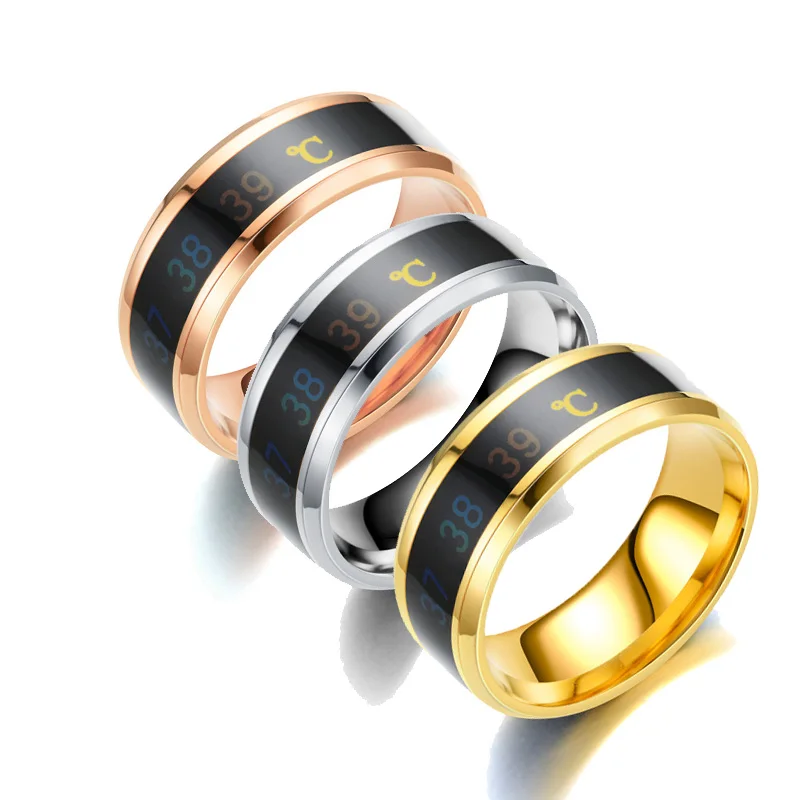 UAGE Magic Ring For Women and Man Temperature Displays Smart Rings Personality Titanium Steel Finger Jewelry Accessories