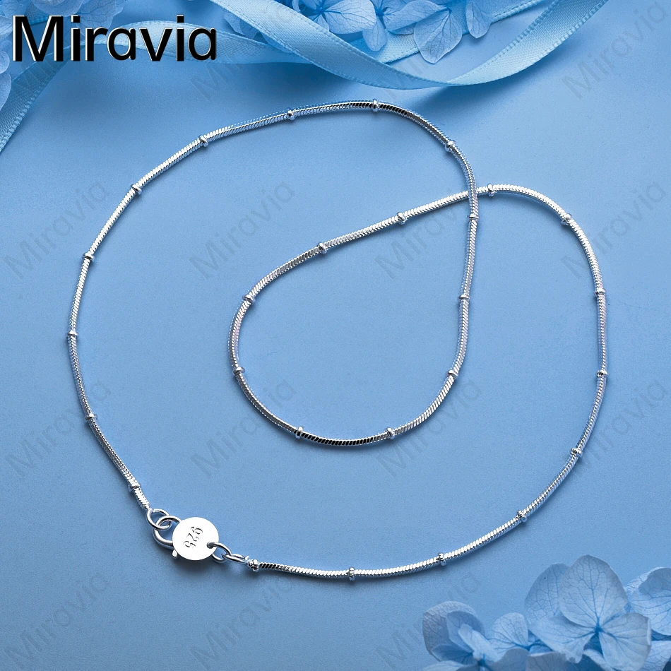 

Miravia 925 Sterling Silver Beaded Snake Necklace - Unique Gift For Women, Versatile For Events And Jewelry