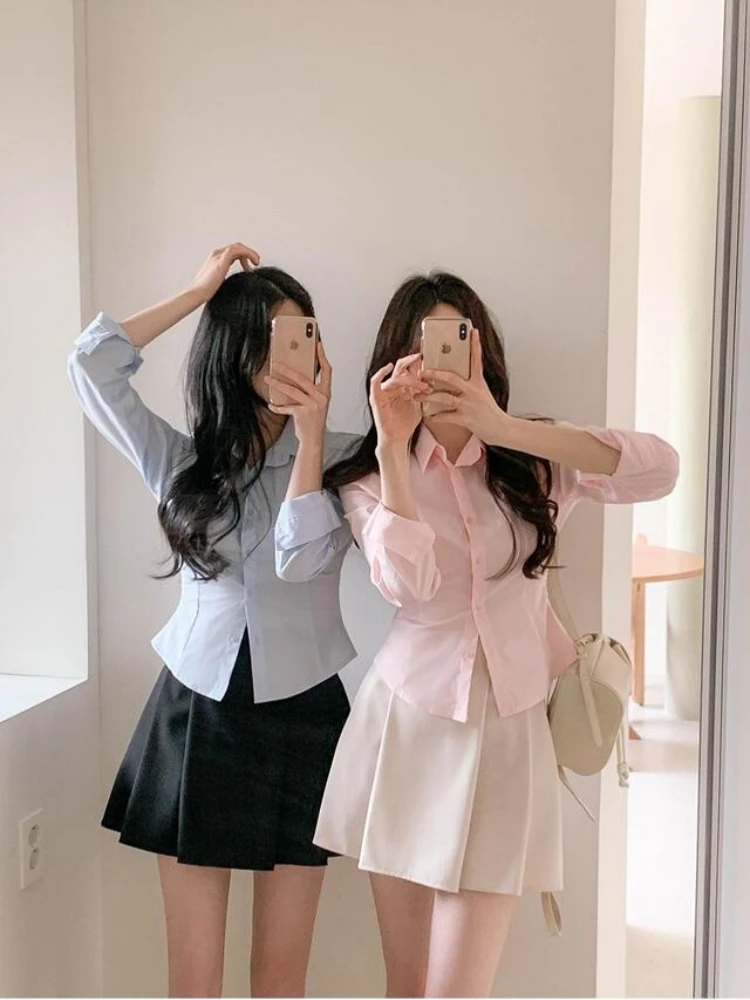 

Весна 2026: Корейская приталенная рубашка-поло с уникальным дизайном Pure Desire – универсальная повседневная женская рубашка для бизнеса и моды, хлопок/полиэстер