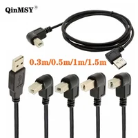Doble ángulo recto izquierdo derecho USB 2,0 A macho a USB B macho tipo B BM impresora escáner Cable de 90 grados 30cm 1,5 m BM Cable en ángulo
