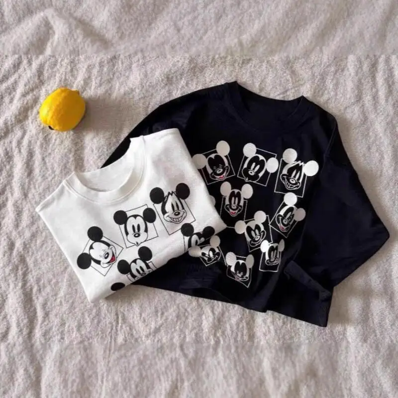 

Футболка с круглым вырезом для мальчиков и девочек, милая и очаровательная, приятная к коже, с мультяшным аниме-принтом, осенняя новинка, детская хлопковая с длинным рукавом