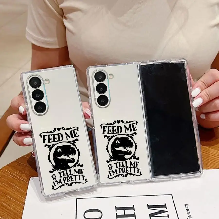 Feed Me Dino Phone Cover Case for Samsung Galaxy Z Fold 8 Ultra ZFold5 ZFold3 ZFold7 ZFold6 Z Fold 7 6 5 4 3 ZFold4