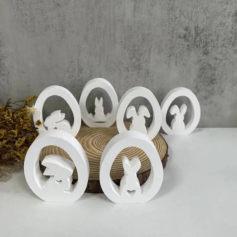 Easter Cute Rabbit Silicone Moulds Egg Shape Gypsum Car Mounted Incense Expanding Gypsum Mold Aromatherapy Candle Resin Molds