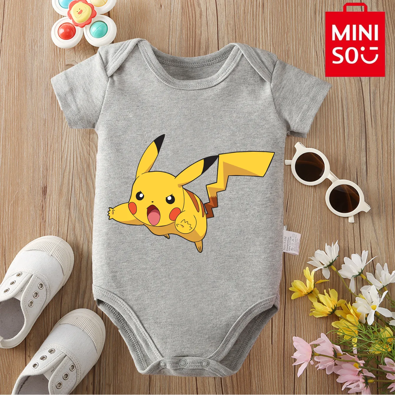 

MINISO Сквиртл Чармандер с принтом, 100% хлопок, удобная ткань, боди для малышей, комбинезон для новорожденных от 0 до 12 месяцев