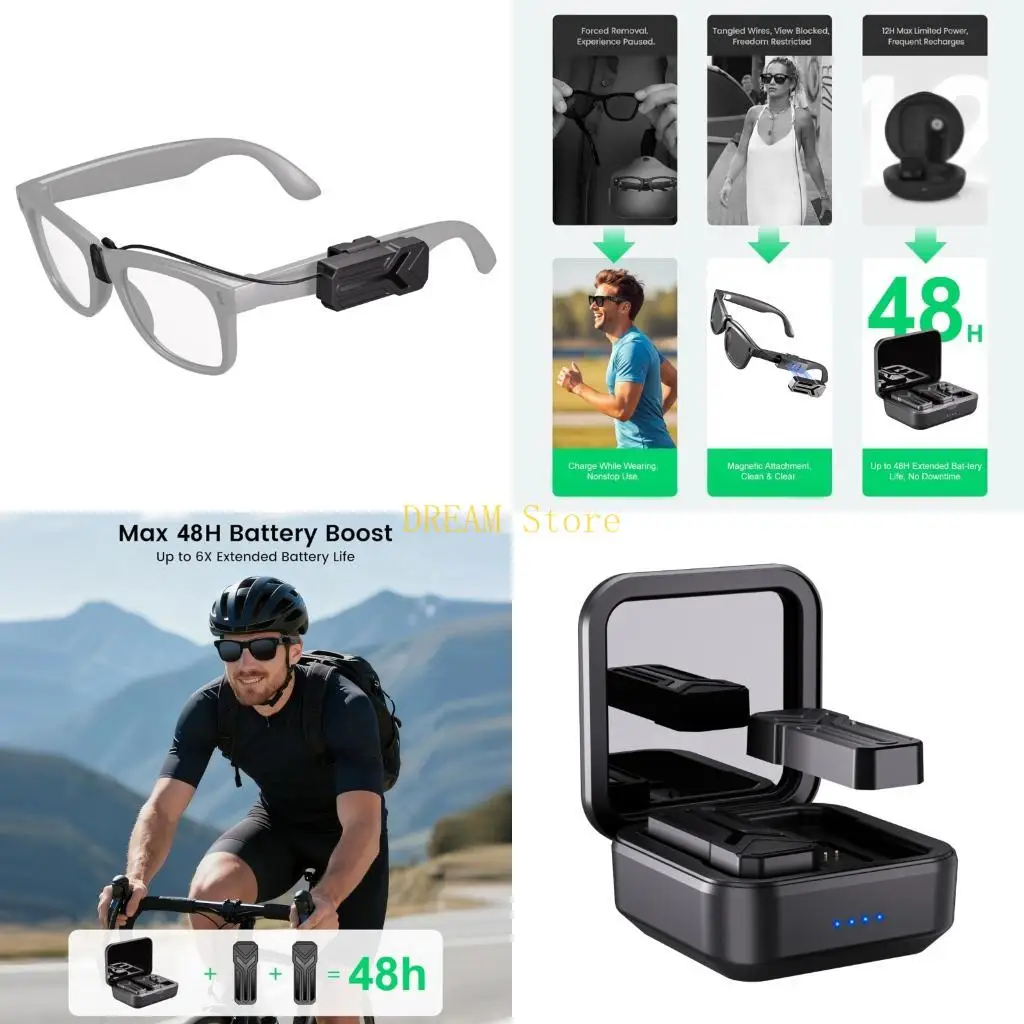 Glasses Charging Case with Road Day Carry Storage, LED Battery Lights, ABS Shell Case Body and 2 Parts for Daily Use Best Sale
