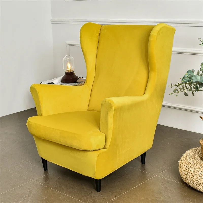 Fluwelen Stretch Vleugel Stoelhoes Fauteuil Covers Afneembare Wingback Enkele Bankhoes Met Zitkussen Hoes Voetenbank