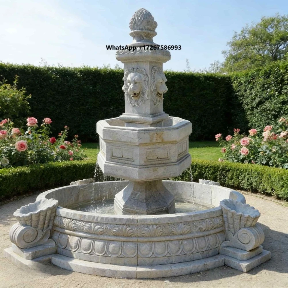 Garden Water Round White Large Outdoor Marble Stone Fountain Most Popular
