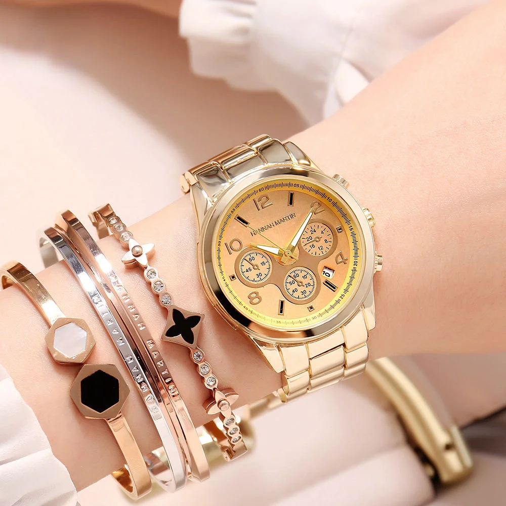 2022 Classic Women Rose Gold Top Brand Luxury Laides Dress Business Fashion Casual Waterproof Watches Quartz Calendar Wristwatch