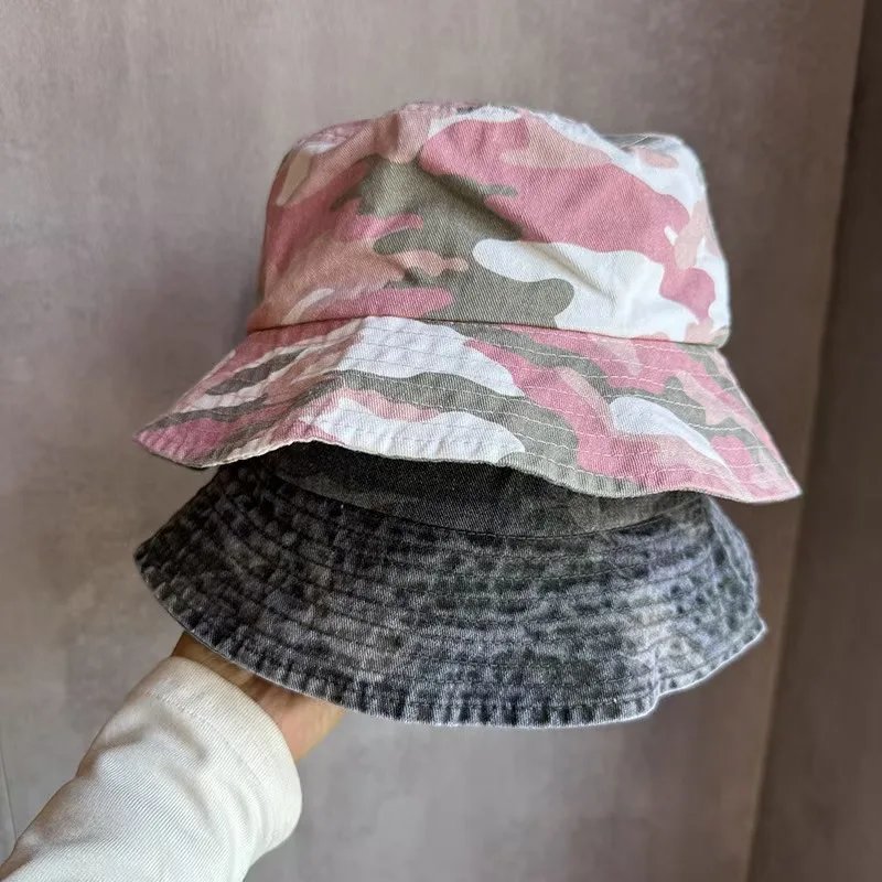 Japanese Tooling Washed and Old Camouflage Outdoor Mountaineering Sun Protection Bucket Hat Summer Training Camping Basin Hat