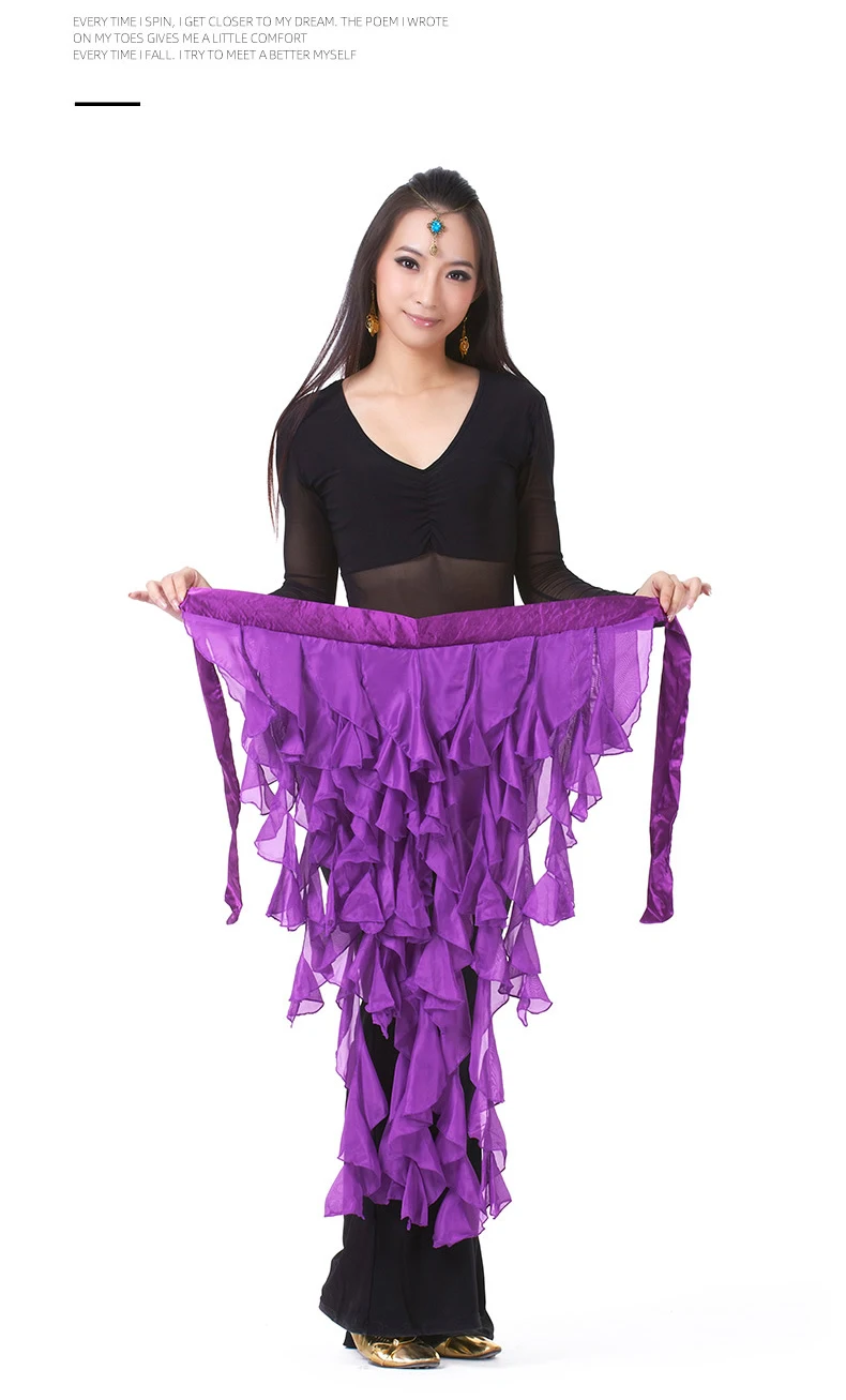 1PC frauen Bauchtanz Hüfte Schal Gürtel Rock Latin Dance Gürtel Neun Schwanz Fuchs Rock Leistung Quaste Welle rock – Detail 1