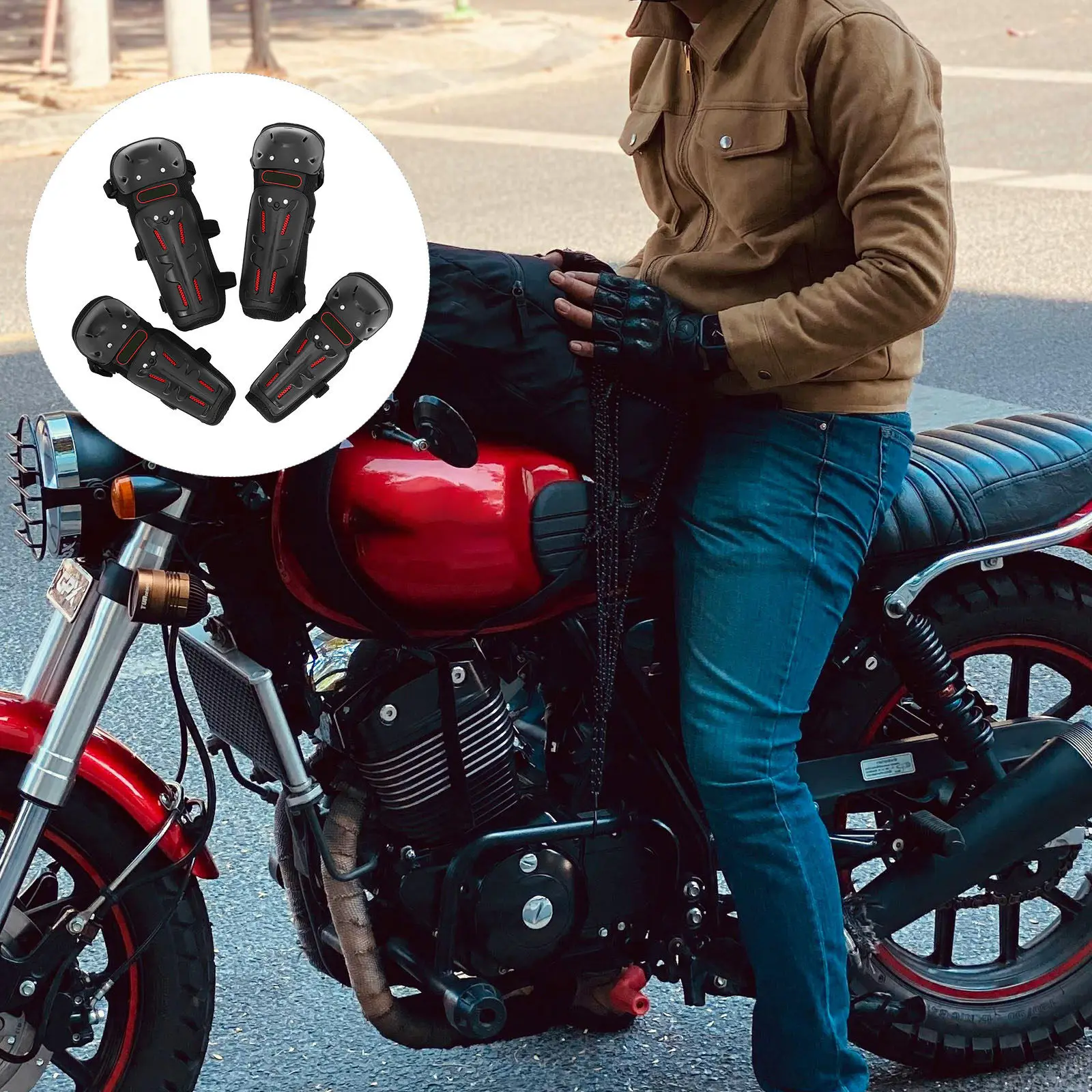 

1 Set Knee Elbow Pads For Adults High-Density Protective Gear Breathable All-Season Riding Armor Motorcycle Elbow Pads Adult