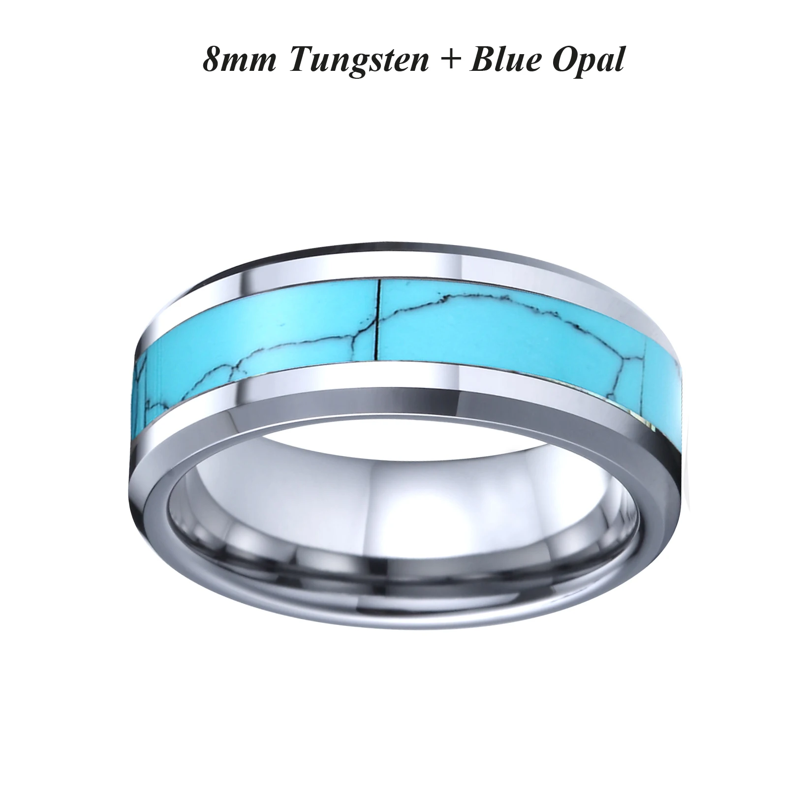 High Quality Western Fashion Blue Natural Turquoise Jewelry Tungsten Carbide Rings For Men Male Boys Finger Ring Waterproof