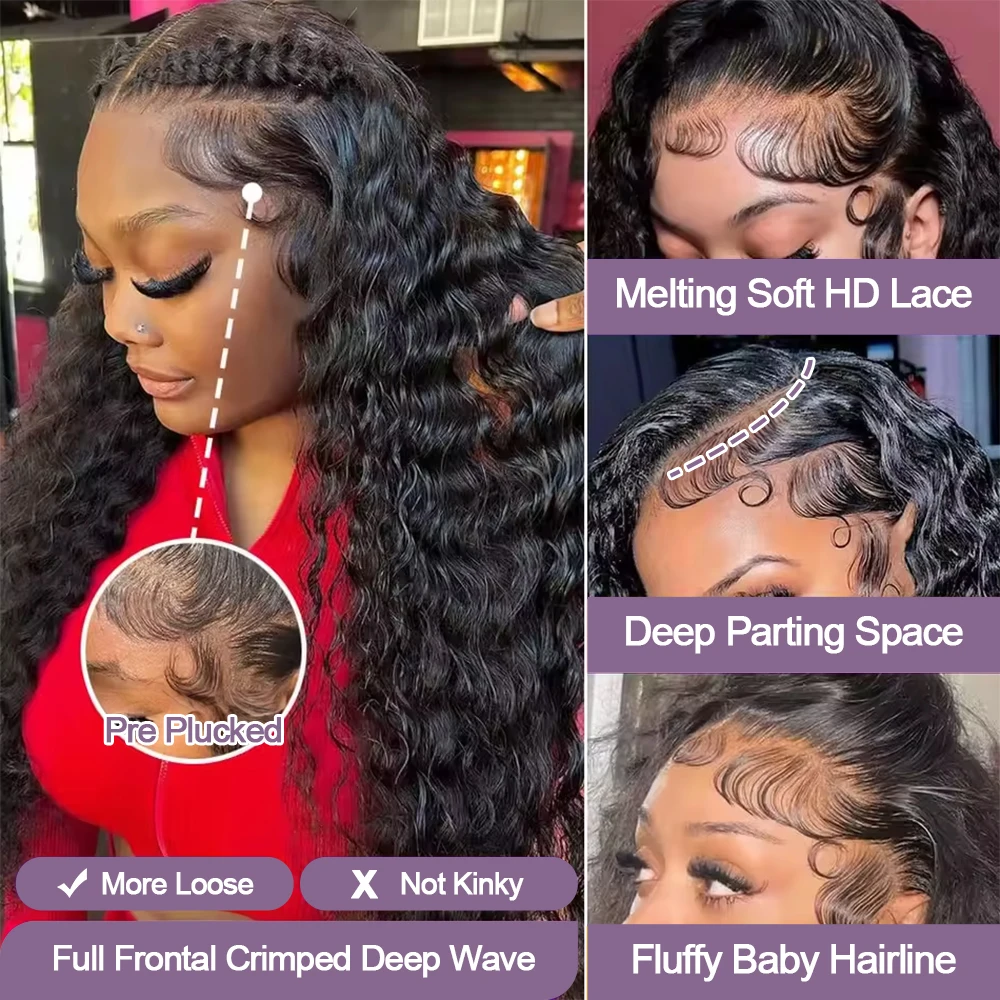 250 Density Burmese Curly HD Half Head Lace Wig Frontal 13x6 Glueless Deep Wave 100 Human Hair Wigs Sale Front Jerry Kinky Part image 2