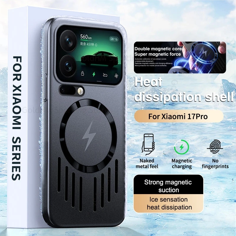 

Hollow Heat Dissipation Cooling Case For Xiaomi 17 Pro Max Magnetic Wireless Charging Cover For Xiaomi 15 14 17 Pro For Magsafe