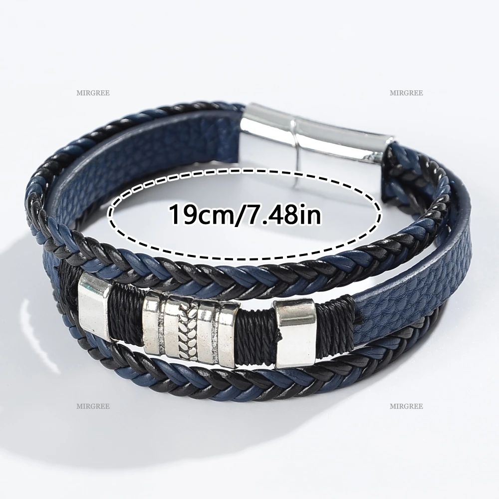 مجموعة أساور من جلد البولي يوريثان المنسوج للرجال قطعة واحدة، سوار على طراز الشرير القديم للارتداء اليومي، هدية للرجال، إكسسوارات غير رسمية قابلة للتعديل