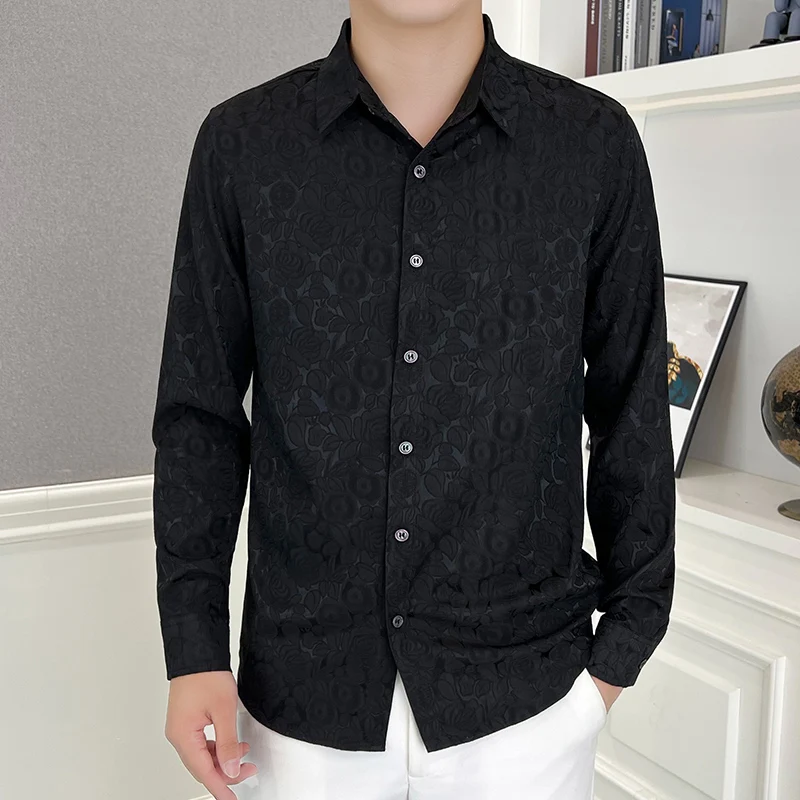 Men's Streetwear Blouse Autumn Mens Clothing Male Casual Shirt Fashion Shirt Spring Winter Streetdress Popular Elegant Hombre