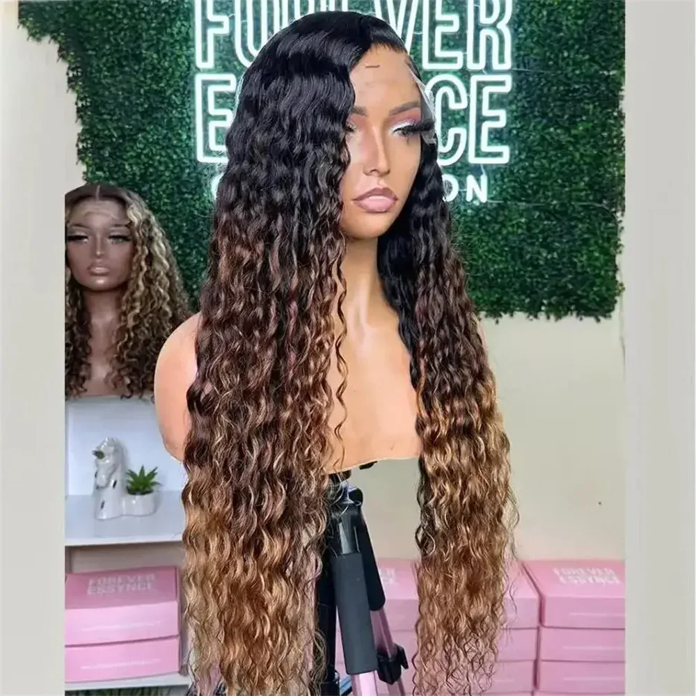 

Бесшовный парик с эффектом омбре, 180% плотность, коричневый, кудрявый, длинный (26 дюймов), с мягким кружевным фронтом, для женщин, натуральный синтетический, с имитацией детских волос