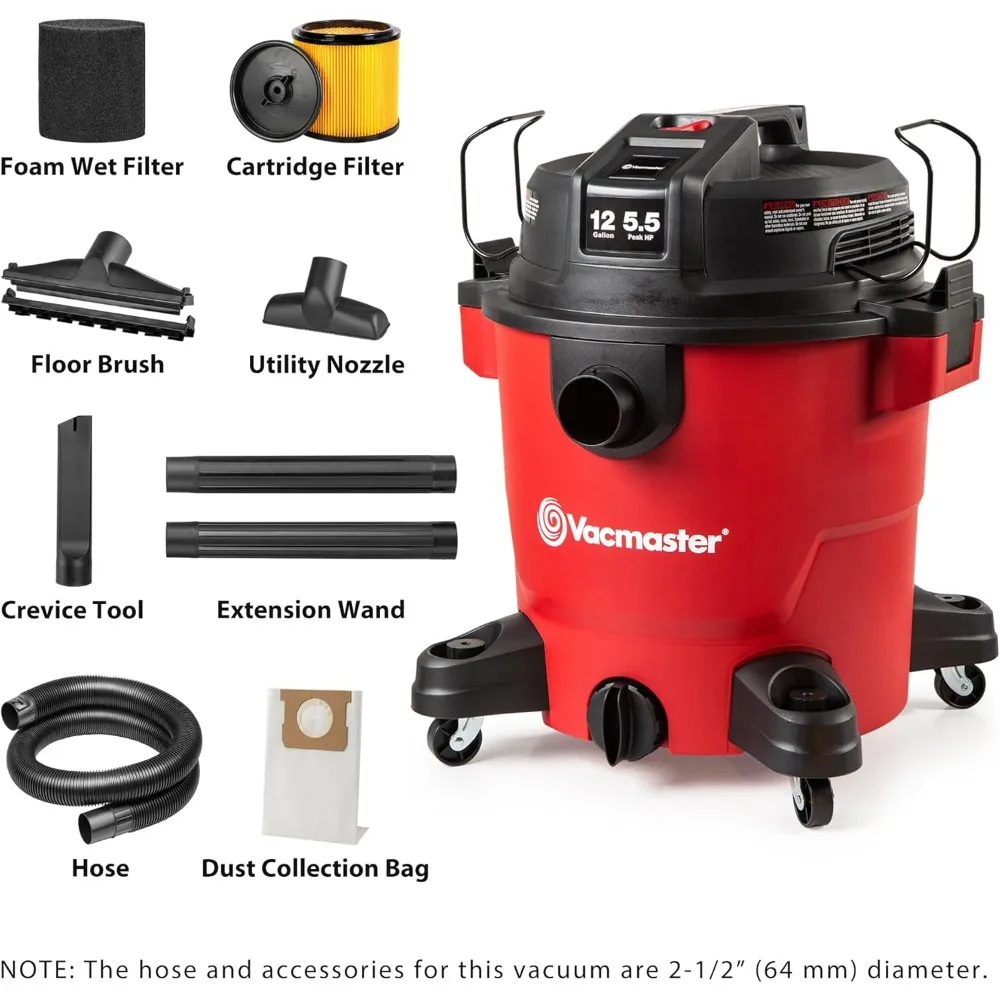 12-Gallon 5.5 HP High-Capacity Wet/Dry Vacuum Cleaner