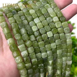 7-8MM Square Natural Chalcedony Olivine Stone Loose Cube Spacer Beads for Jewelry Making DIY Bracelet Charms Accessories