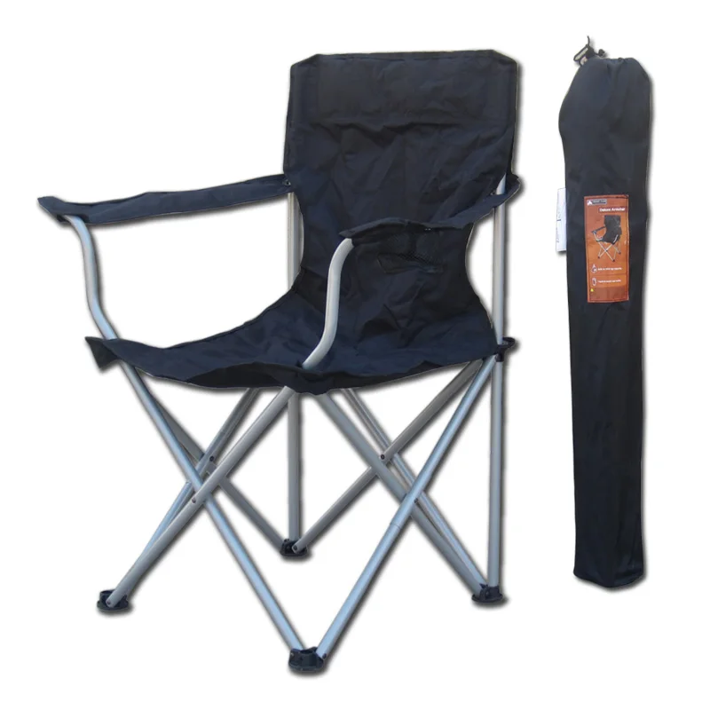 Outdoor Folding Chair Steel Chaise Oxford Fiber Armchair with Cup Holder Portable & Heavy Duty for Fishing Camping Hicking