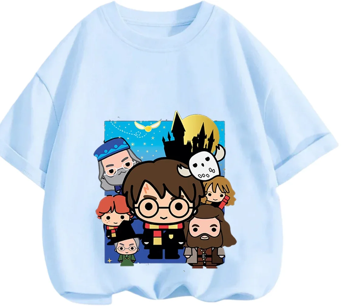 Lovely Cute Harry Potter Crew Neck Tee Summer All Match Casual Tops For Kids 3 14 Years Old view 5