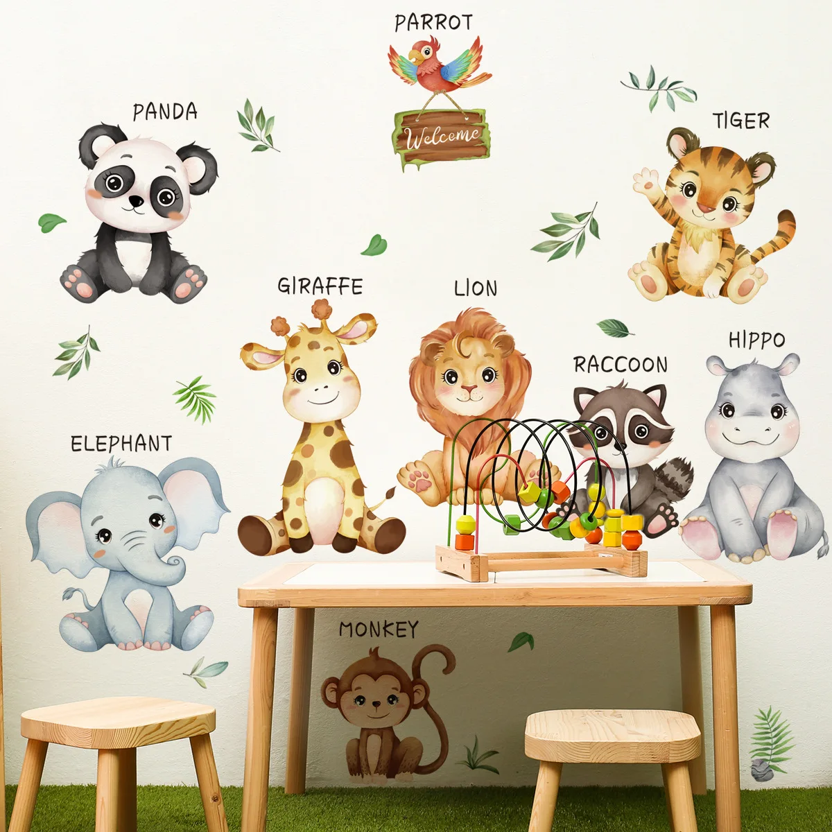 Baby Nursery Jungle Theme - Jungle Animals Wall Stickers Cartoon Safari