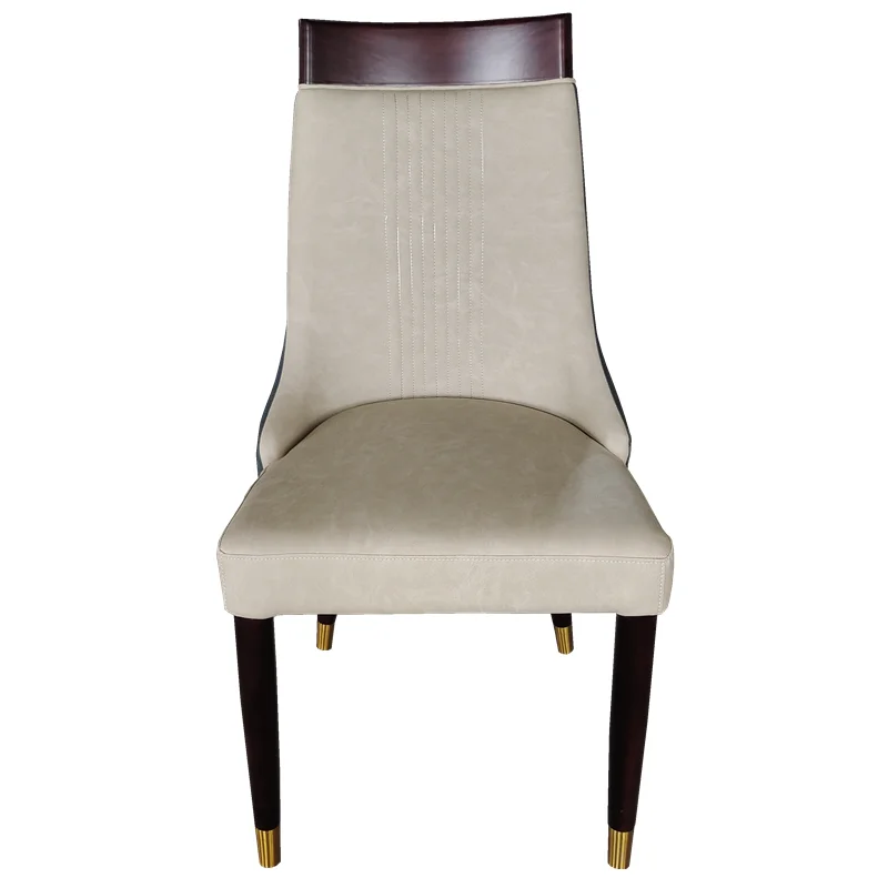 

Modern Simple Solid Wood Chair Soft Bag Backrest Home Hotel Box Restaurant Leather PU Chair