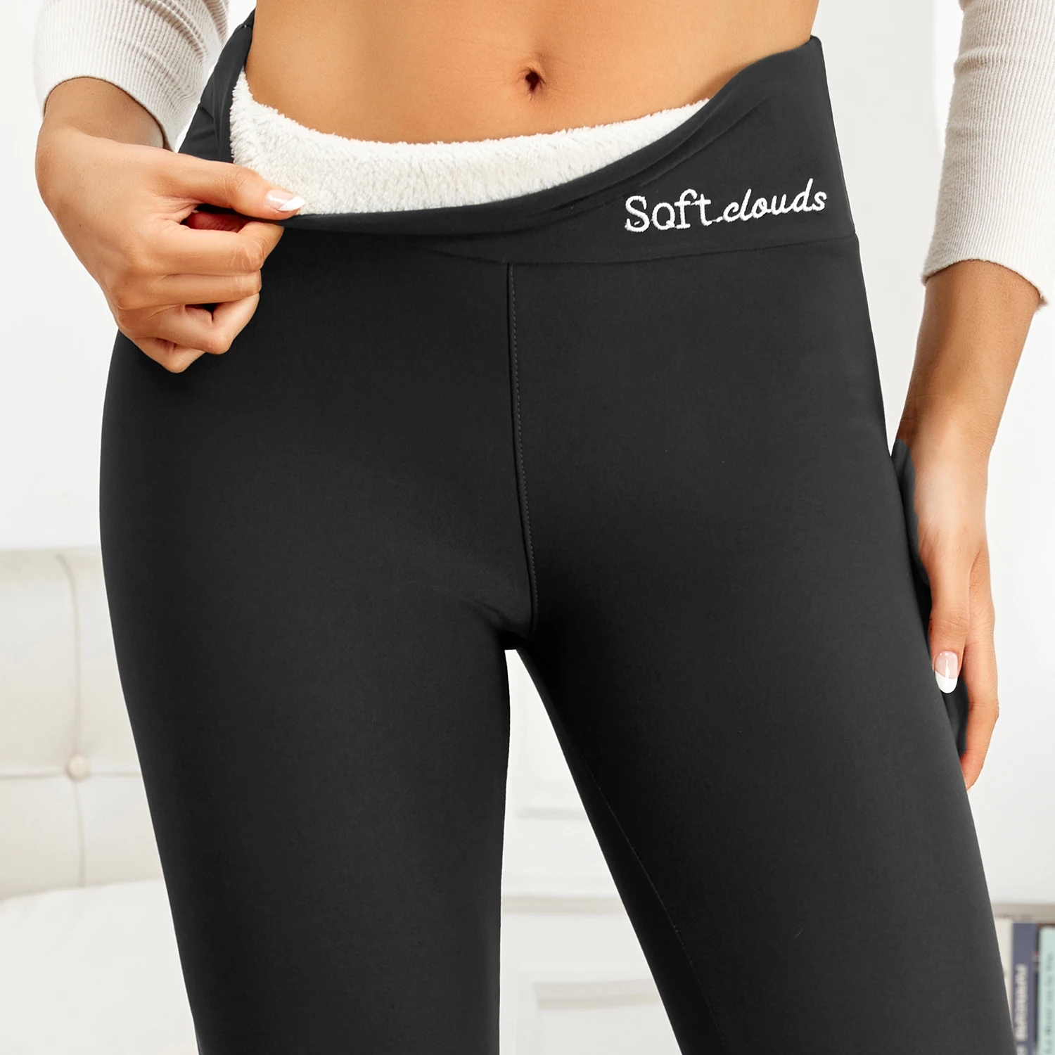 Leggings invernali con ricamo in velluto donna a vita alta prevenire il freddo Leggings Super caldi