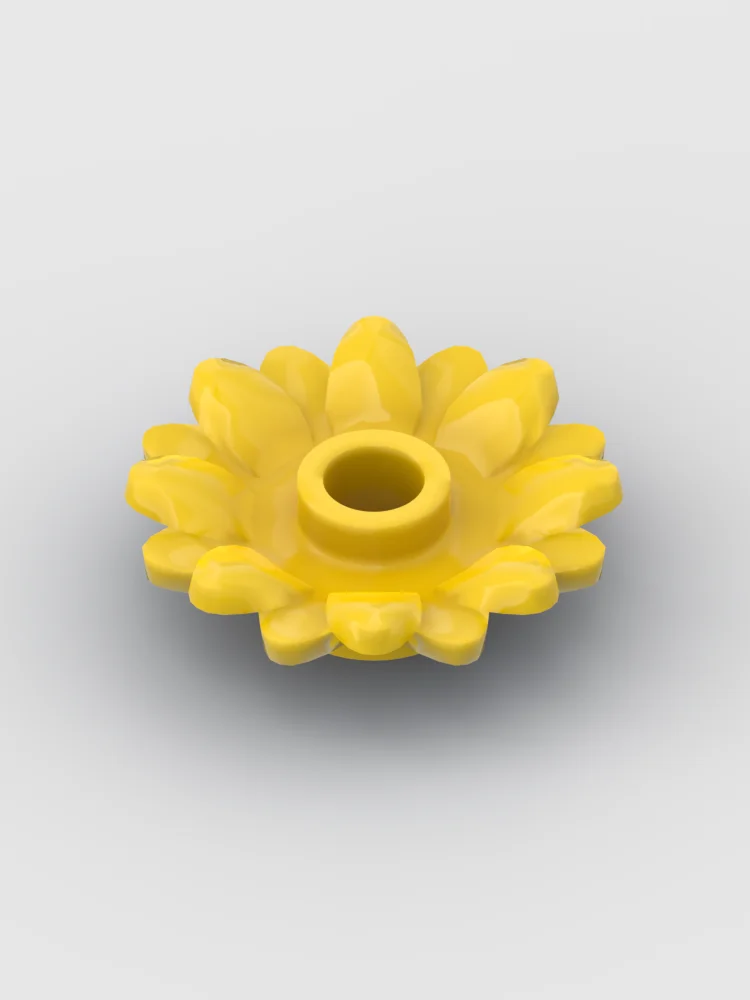 Pièces de jouet en blocs de construction à petites particules 6901: Plante, Tournesol 2 x 2 avec 16 Pétales - Jaune