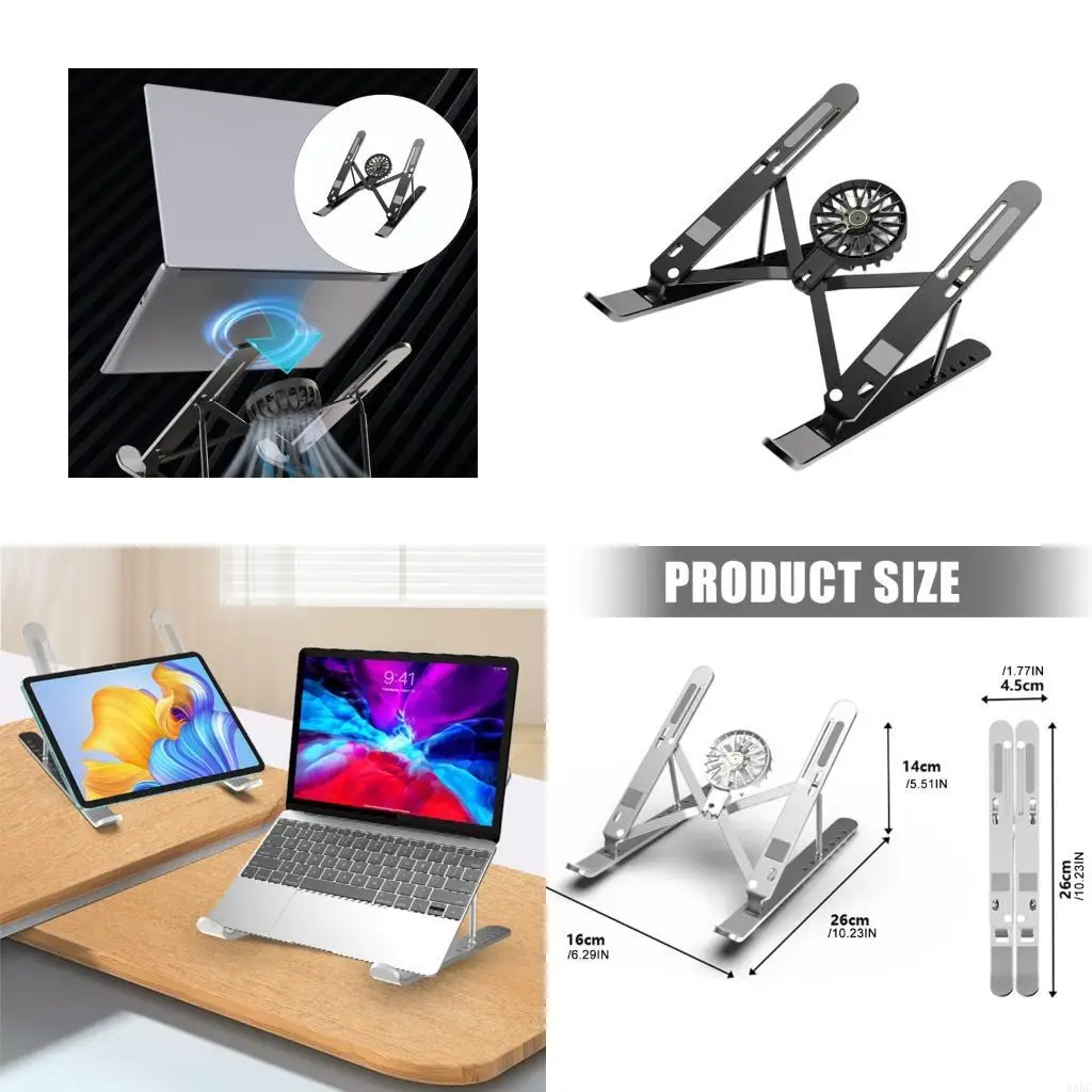 

Foldable Aluminum Laptop Stand With Quiet Cooling Fan 7 Position Adjustable 896C