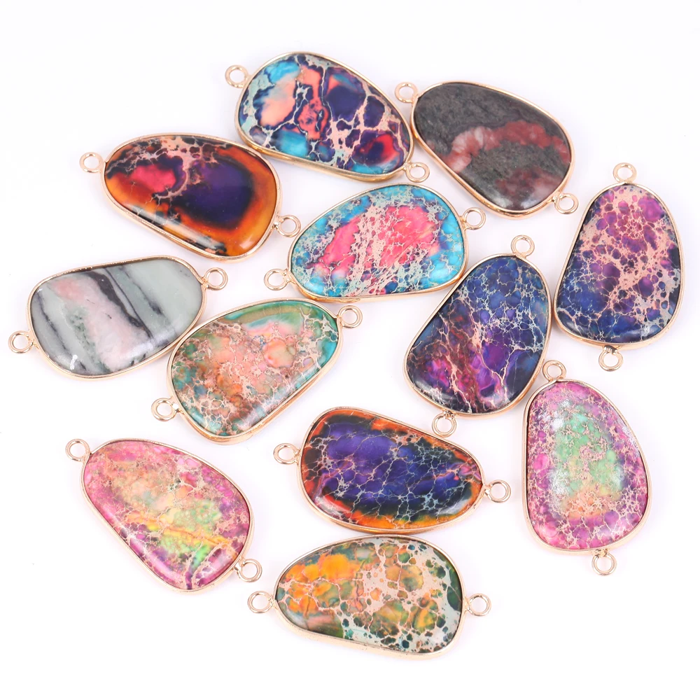 Natural Stone Pendants Trapezoid Colorful Sea Sediment Pendants For Jewelry Making Diy Charm Necklace Crafts Accessories 21*39mm image 3