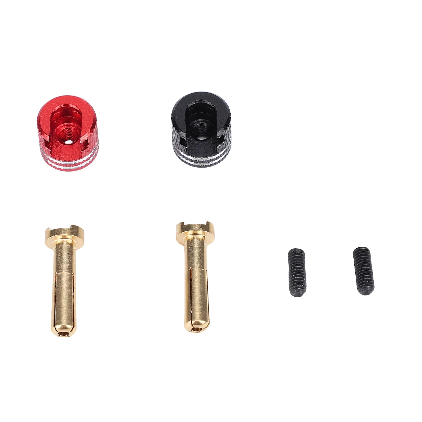 

2PCS RC Heatsink Plug Connectors Grips Alloy 4mm Banana Battery Heatsink Plugs for 1/10 RC Crawler Cars Black and Red