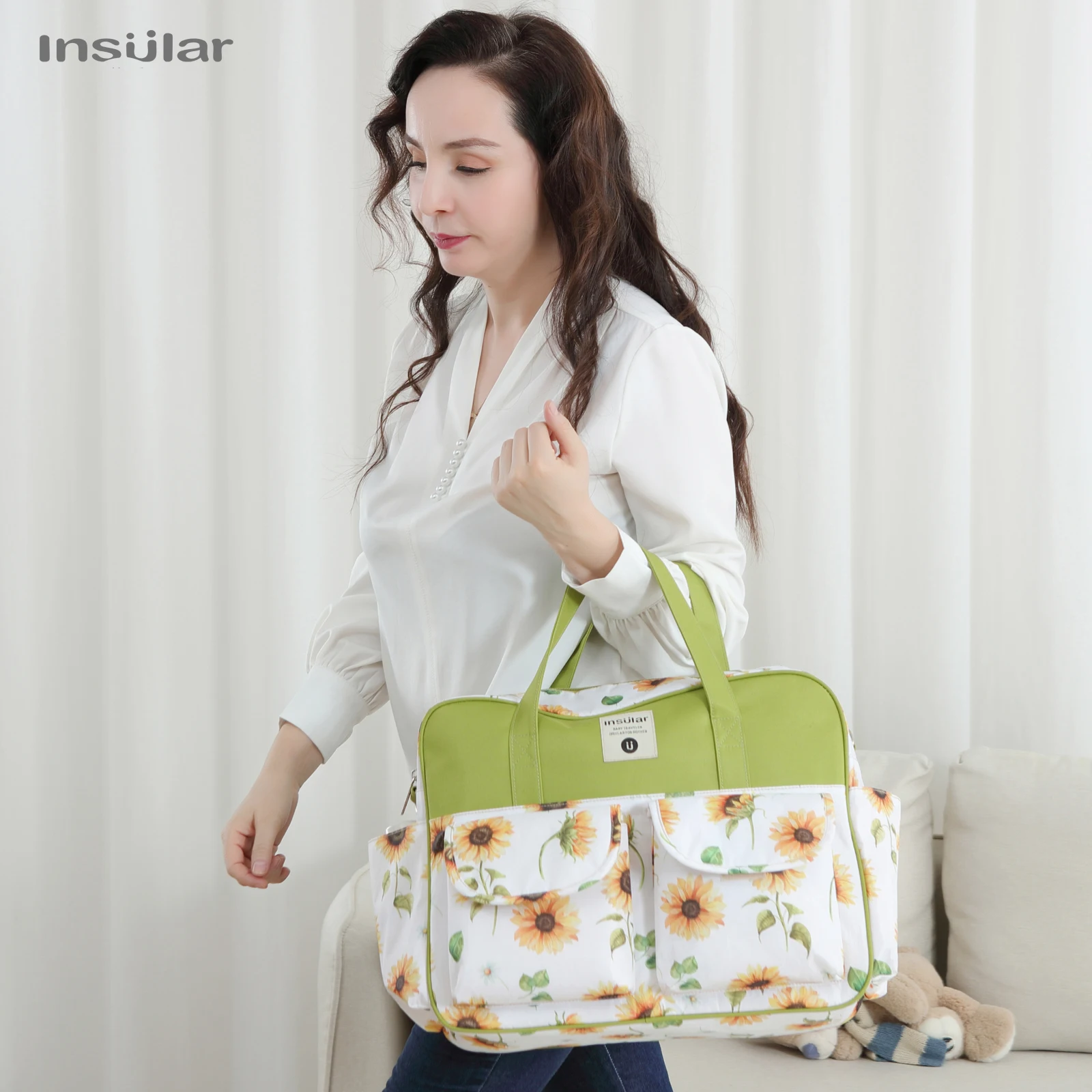 Insular Baby Diaper Bag Large Capacity Mommy Handbag Shoulder Bag Fashion Printing Outdoor Travel Mummy Stroller Nappy Bags