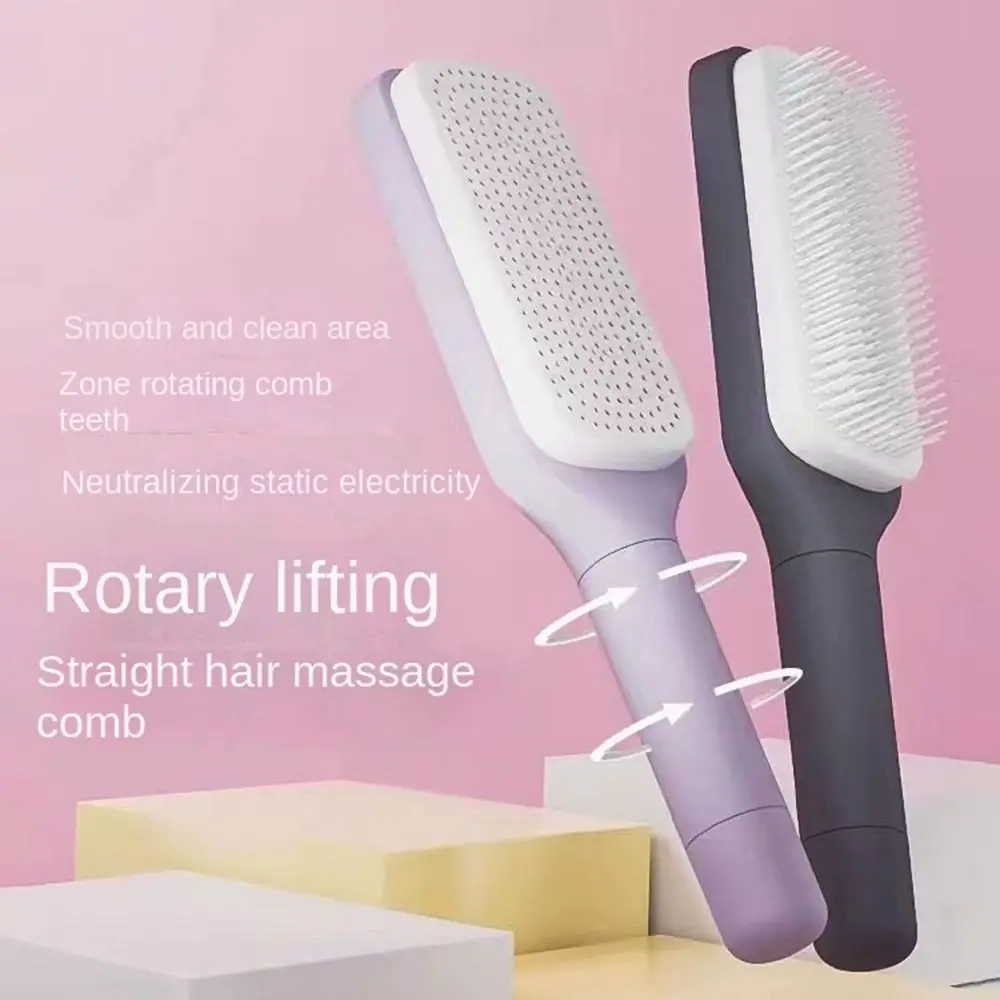 Plastic Cleaning Hair Brush Multifunctional Telescopic Rotary Telescopic Comb Convenient Hairdressing Styling Tools Massage Comb