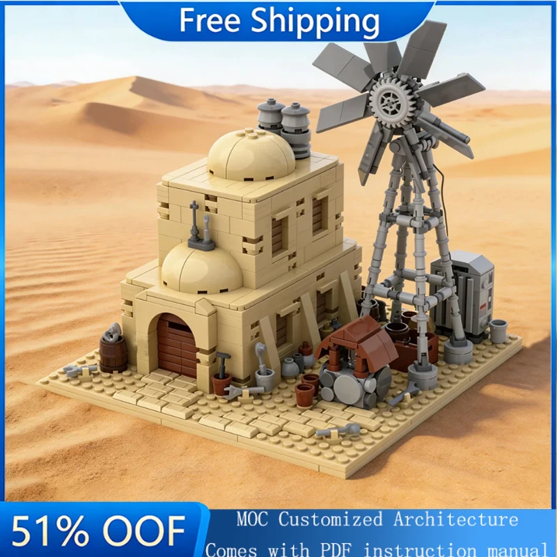 

Набор модульных конструкторов MOC Tatooine, 898 деталей, технологичный креативный конструктор, развивающие игрушки для детей, подарки на день рождения