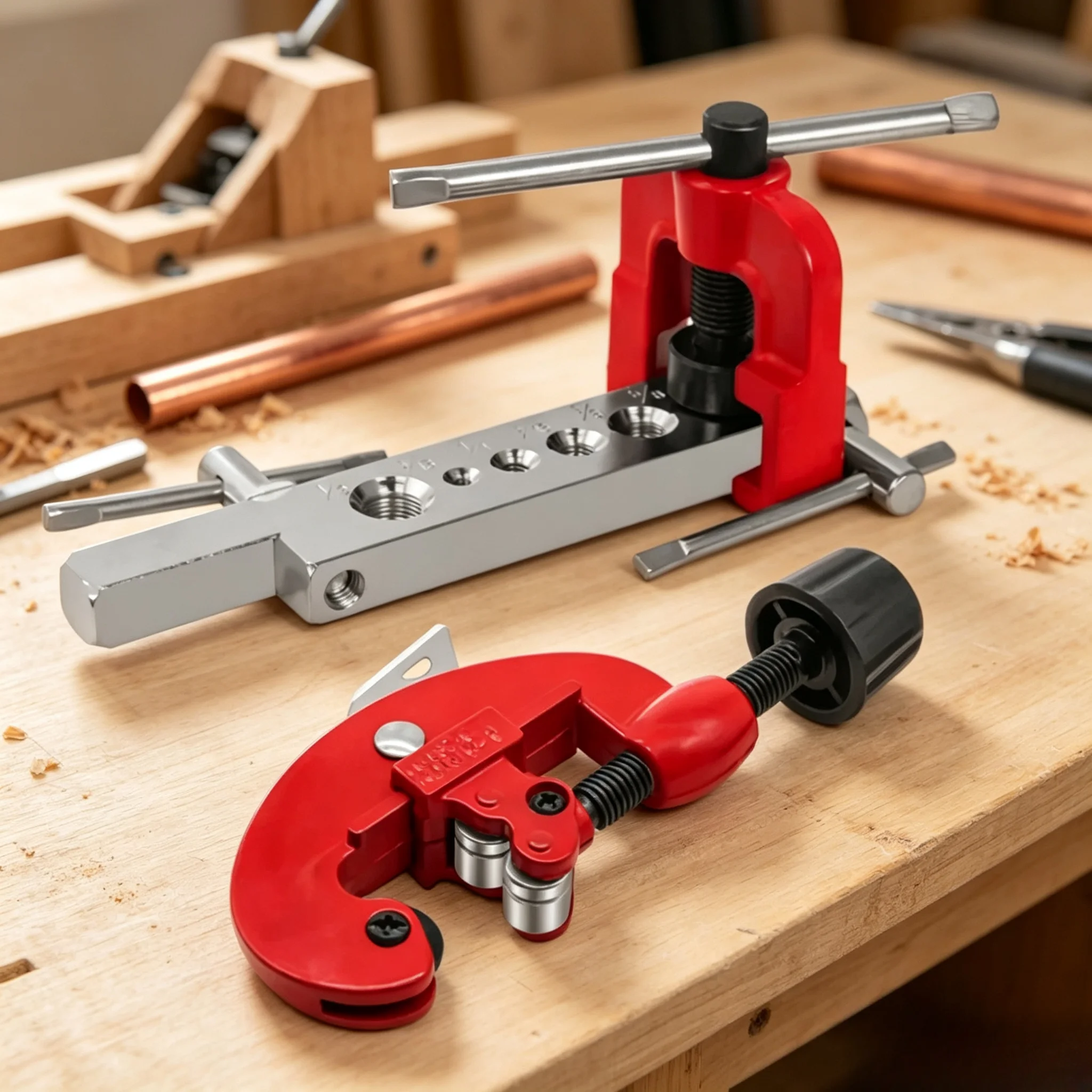 Plumbing Flaring Tool Kit, 3‑28mm Copper Tube Cutter with Pipe Expander & Reamer, Tube Flaring Mouthparts Repair Hand Tool