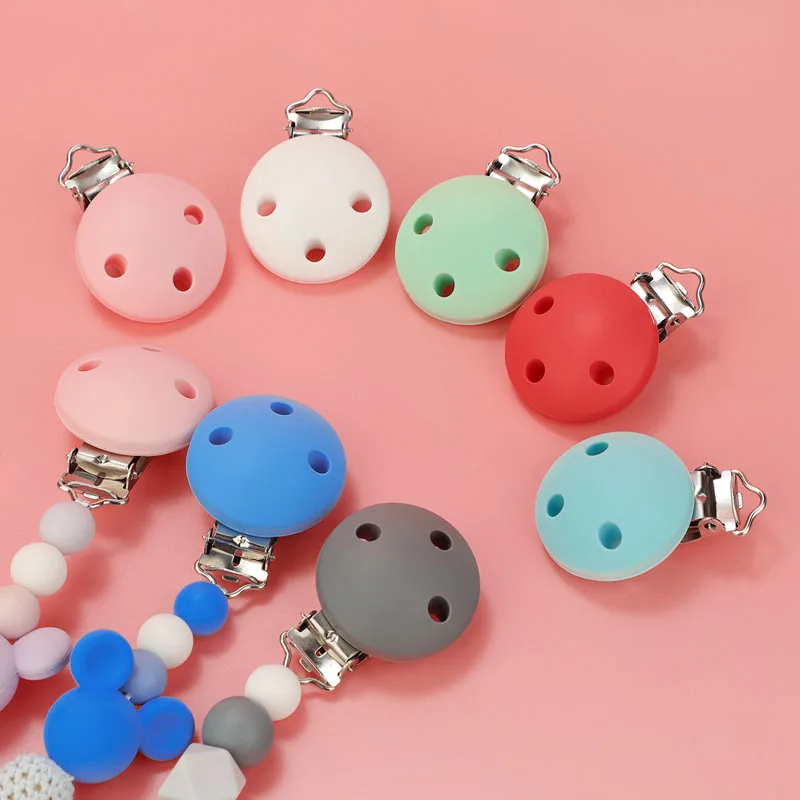 TYRY.HU 50Pcs 둥근 모양의 실리콘 젖꼭지 클립 BPA-무료 실리콘 더미 클립 아기 젖꼭지 체인 DIY 액세서리 선호하는