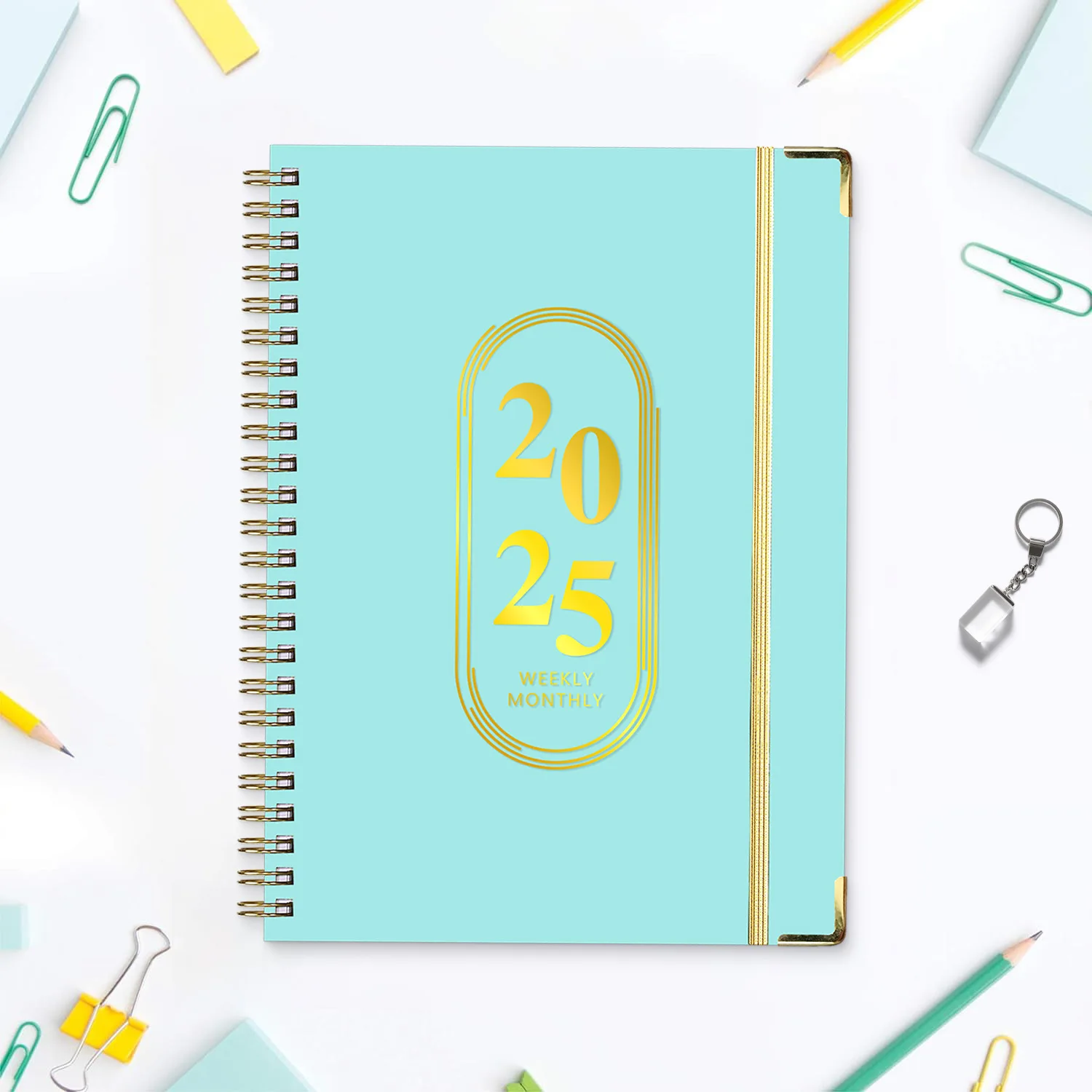 A5 Coil Planner Notebook 2025 Simple Flash Cover English Schedule Notepad Daily Weekly Agenda Diary Book Office School Supplies