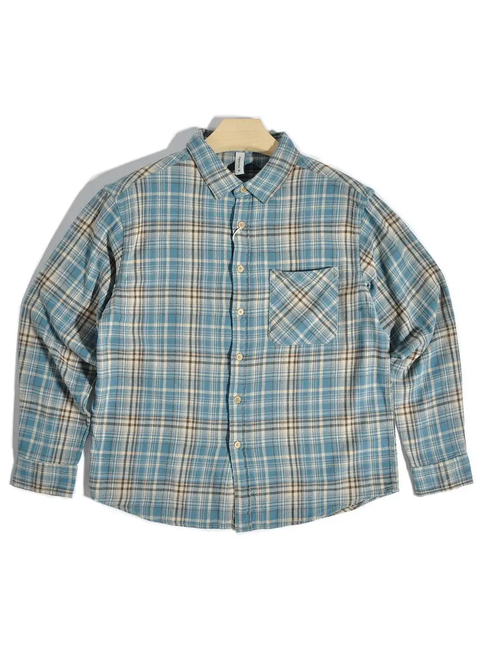 

Мужская рубашка свободного кроя в стиле ретро из Гонконга, с длинным рукавом, из чистого хлопка, в клетку, повседневная верхняя одежда в американском стиле, осенняя одежда