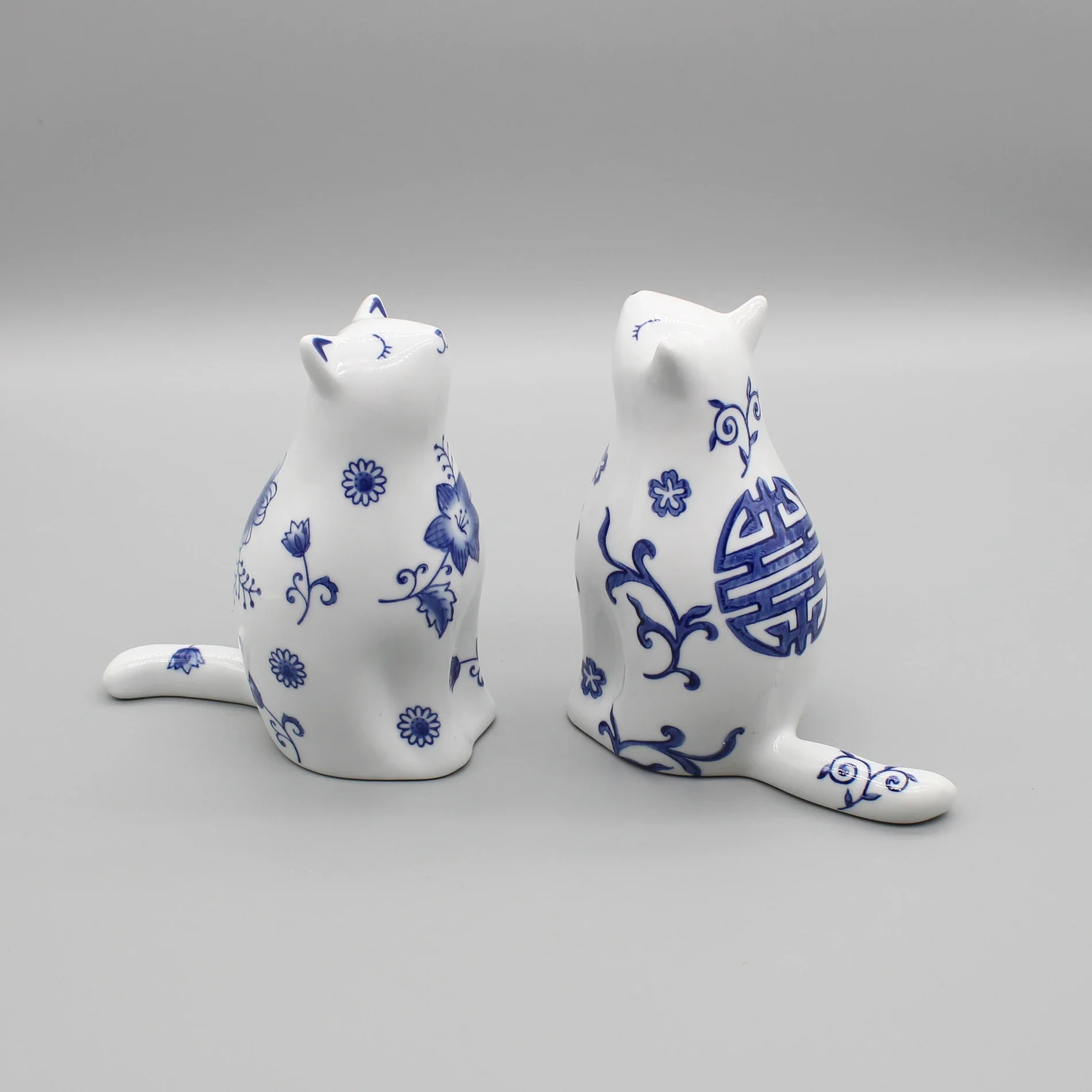 

For Pair Of Ceramic Cats, Kitty Statuettes, Table Accessory, Home Decoration