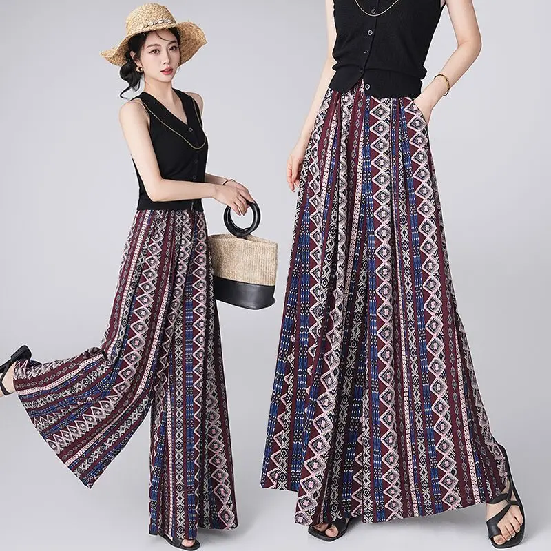 Pantalon de plage fluide pour femmes, grande taille, élastique Xxl, tout moyen Y2k, Streetwear, confortable, extensible, nouveau en G