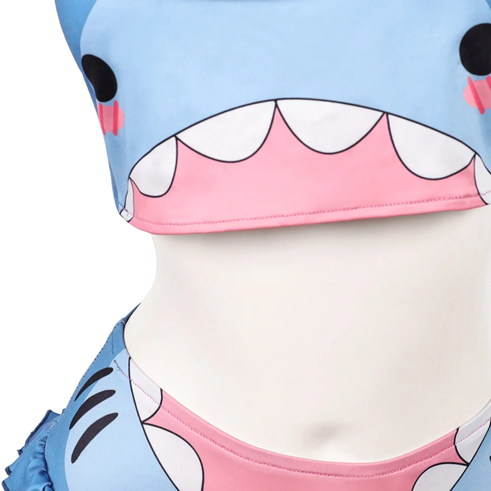 Cute Salamander Shark Cosplay Swimsuit Cartoon Animals Women Bikinis Set Swimwear Roleplay Outfits Halloween Carnival Suit view 6