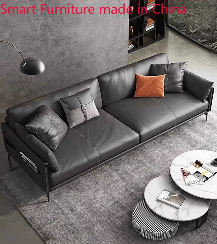 

customized Office sofa simple modern luxury reception room leisure business leather three-person sofa tea table combination set